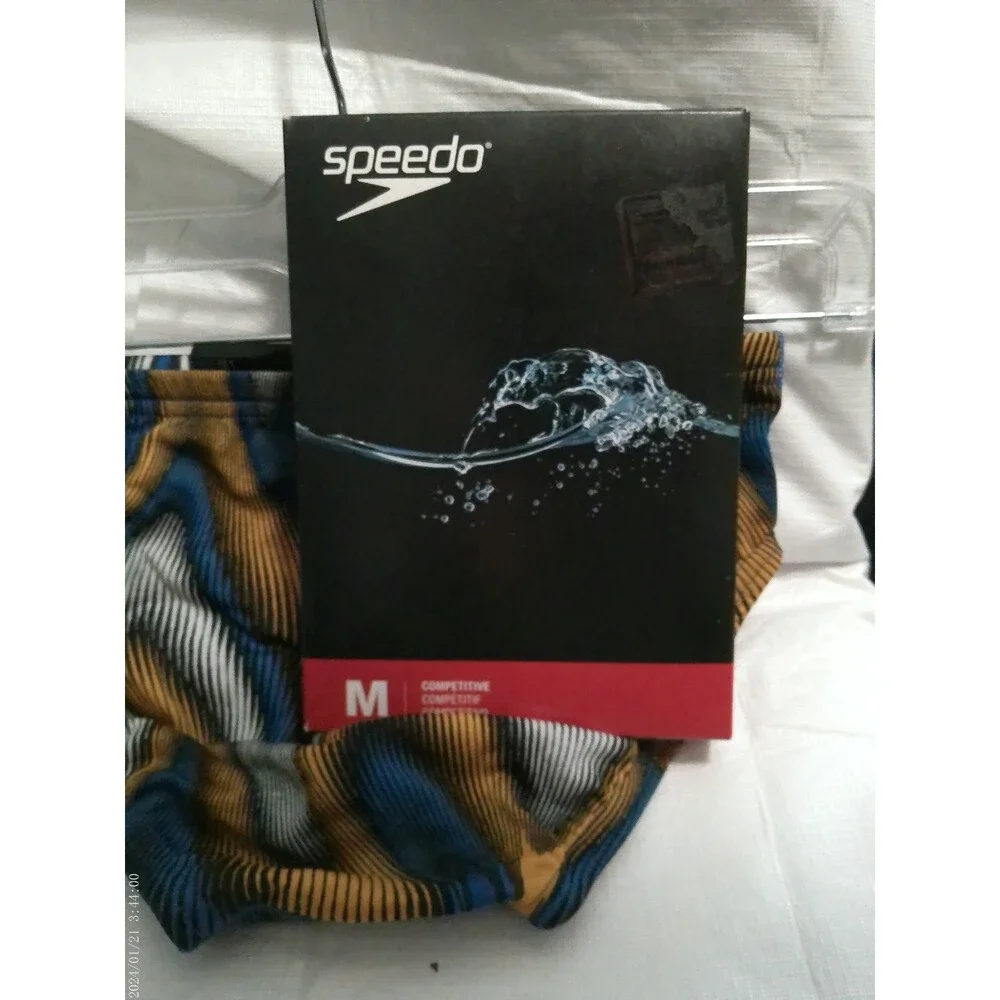 Speedo Men's Swim Brief Size 28 Purpose Brief Blue Gold Endurance+
